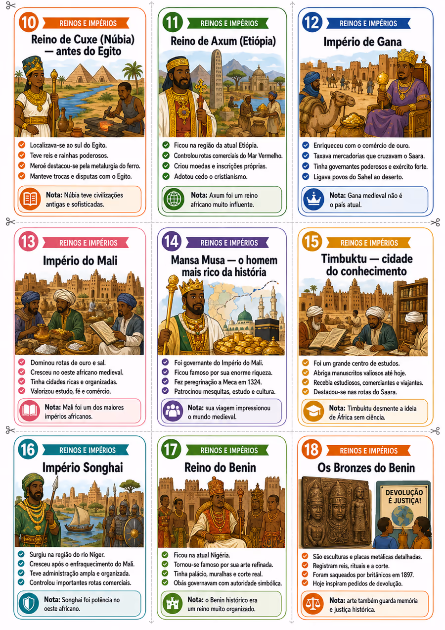 Cards 10 a 18 — cultura africana