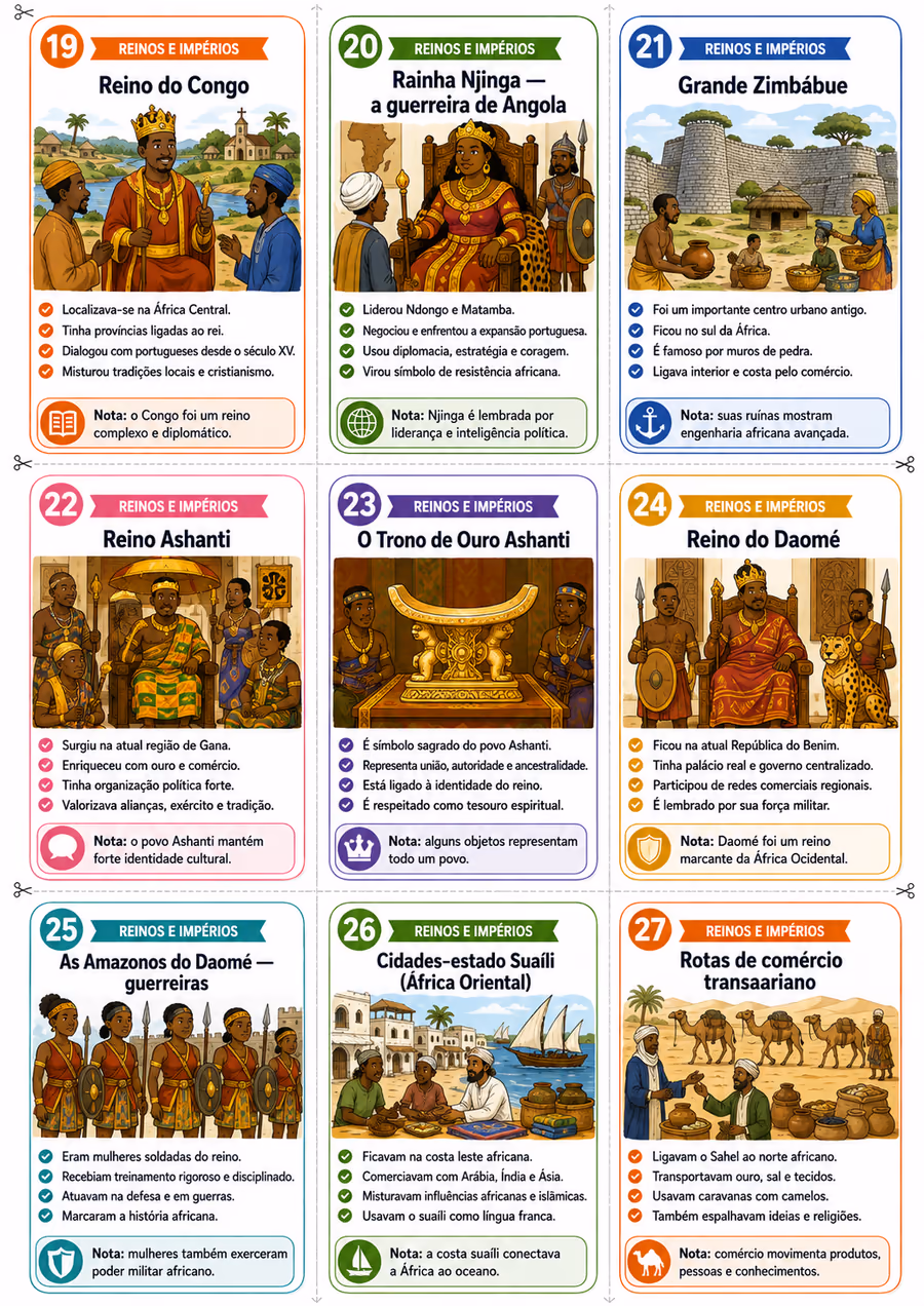 Cards 19 a 27 — cultura africana